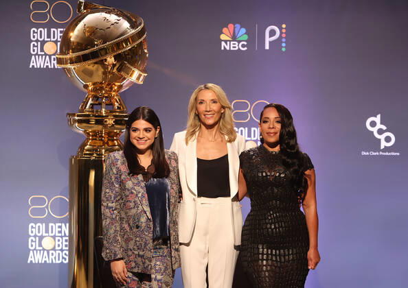 BEVERLY HILLS, CA - DECEMBER 12: Mayan Lopez, Helen Hoehne, Selenis Leyva, at the 80th Annual Golden Globe Awards Nominations at The Beverly Hiltons in Beverly Hills, California on December 12, 2022. Copyright: xFayexSadou MediaPunchx