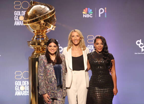 BEVERLY HILLS, CA - DECEMBER 12: Mayan Lopez, Helen Hoehne, Selenis Leyva, at the 80th Annual Golden Globe Awards Nominations at The Beverly Hiltons in Beverly Hills, California on December 12, 2022. Copyright: xFayexSadou MediaPunchx