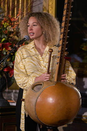 Belgian singer Lubiana pictured during the award ceremony of the 2022 edition of the Belgodyssee prize for young journalists, at the Royal Palace in Brussels, Tuesday 13 December 2022. The contest is an initiative of the Prince Philippe Fund, the VRT and the RTBF, in collaboration with Metro and L Avenir, and with the support of the Chancellery of the Prime Minister and Brussels Airlines.  LAURIExDIEFFEMBACQ 55997392