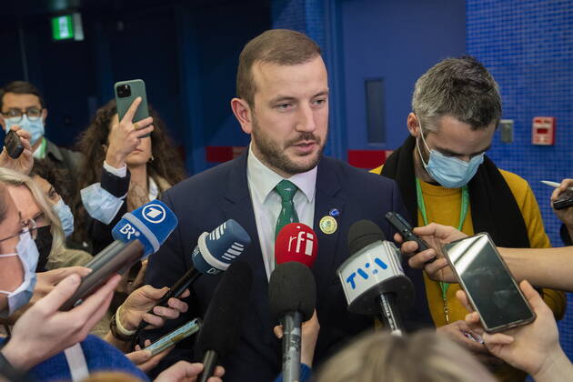 December 18, 2022, Montreal, PQ, Canada: European Commissioner for the Environment Virginijus Sinkevieius speaks to reporters at the COP15, the UN Biodiversity Conference, in Montreal, Sunday, December 18, 2022. Montreal Canada - ZUMAc35_ 20221218_zaf_c35_003 Copyright: xGrahamxHughesx