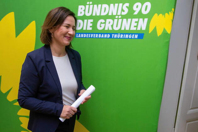Bilder des Jahres 2022, News 12 Dezember News Themen der Woche KW51 News Bilder des Tages Erfurt , 231222 , Rücktritt Umweltminoisterin Anja Siegesmund (Die Grünen) , Pressekonferenz Landesgeschäftsstelle