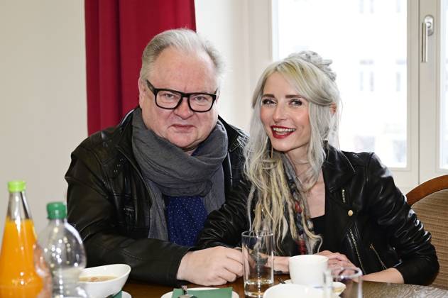 Heinz Rudolf Kunze und Sarah Lesch bei der Verleihung des Lessing-Preises 2023 des Freistaates Sachsen im Rathaus. Kamenz, 21.01.2023