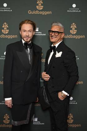 STOCKHOLM 20230123 Christer Lindarw and Magnus Skogsberg Tear arrive on the red carpet at the Guldbaggegala at Circus in Stockholm STOCKHOLMK SWEDEN x10040x,  Copyright: xAndersxWiklund TTx GULDBAGGEN 2023 TTABB0000000000154420