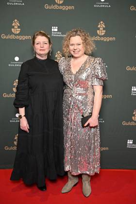 STOCKHOLM 20230123 Åsa Mossberg and Line Schou, nominated for best editing for the film Daughters arrive on the red carpet for the Guldbaggegala at Circus in Stockholm STOCKHOLMK SWEDEN x10040x,  Copyright: xAndersxWiklund TTx GULDBAGGEN 2023 TTABB0000000000154554
