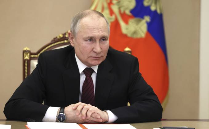 February 8, 2023, Moscow, Moscow Oblast, Russia: Russian President Vladimir Putin chairs a virtual meeting of the permanent members of the Security Council from the Kremlin, February 8, 2023 in Moscow, Russia. Moscow Russia - ZUMAp138 20230208_zaa_p138_126 Copyright: xMikhailxMetzel KremlinxPoolx