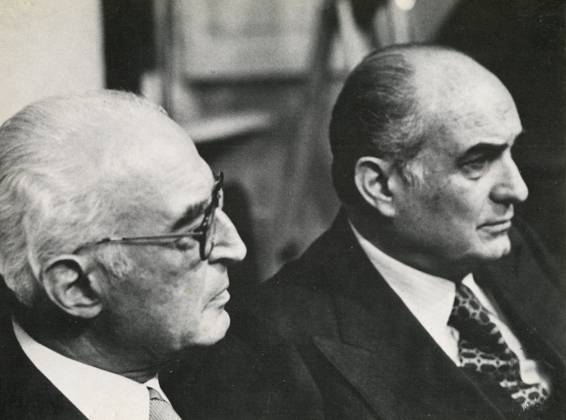 Italian politician and Ministers Luigi Gui and Mario Tanassi involved in the Lockheed scandal, Italy 1977 