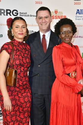 Rachel Hermlin, Andrej Hermlin und Joyce Hermlin bei der Verleihung des Askania Award 2023 im Capital Club im Hilton Hotel. Berlin, 14.02.2023