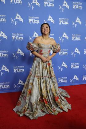 February 15, 2023, Santa Barbara, California, U.S: Stephanie Hsu, star of the highly acclaimed film Ã¢â‚¬oeEverything Everywhere All at OnceÃ¢â‚¬Â, brings beauty and charm to the Santa Barbara International Film FestivalÃ¢â‚¬â ¢s Red Carpet on February 15, 2023 and the historic Arlington Theater, where she has come to accept the Virtuosos Award, which honors Ã¢â‚¬oeup-and-comingÃ¢â‚¬Â actors for achieving a breakthrough performance. Santa Barbara U.S. - ZUMAk144 20230215_znp_k144_055 Copyright: xAmyxKatzx