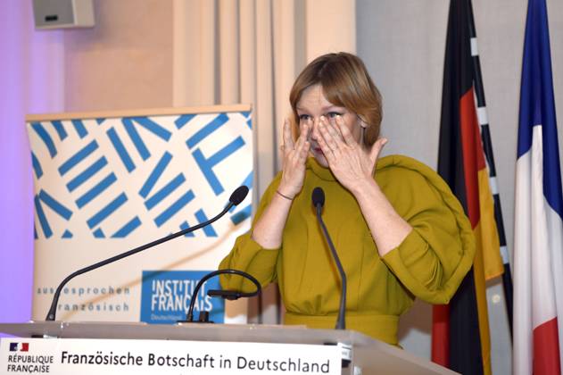 Sandra Hüller bei der Verleihung des Ordre des Arts et des Lettres an Sandra Hüller und Vicky Krieps im Rahmen der Berlinale 2023 73. Internationale Filmfestspiele Berlin in der französischen Botschaft. Berlin, 20.02.2023