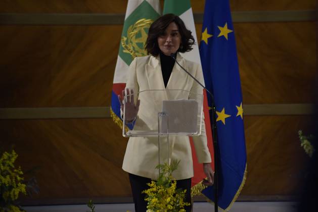 35th year of the Marisa Bellisario Award Rome Italy. 24 February 2023. Annamaria Bernini, Minister of University and Research, speaks at the ceremony for the 35th year of the establishment of the Maria Bellissario Prize. The award is given annually to women who have distinguished themselves in the profession, in management, in science, in the economy and in Italian and international social life. Rome Italy Copyright: xVincenzoxNuzzolesex vnuzzolese_roma_24_02_2023_18