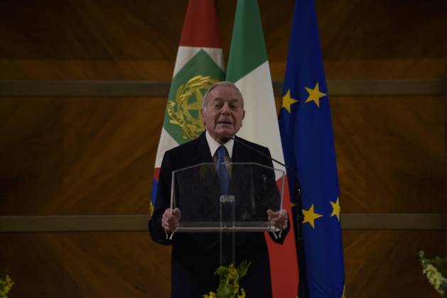 35th year of the Marisa Bellisario Award Rome Italy. 24 February 2023. Gianni Letta, President of the Commission examining the Marisa Bellisario Award, speaks at the ceremony for the 35th year of the establishment of the Maria Bellissario Prize. The award is given annually to women who have distinguished themselves in the profession, in management, in science, in the economy and in Italian and international social life. Rome Italy Copyright: xVincenzoxNuzzolesex vnuzzolese_roma_24_02_2023_14