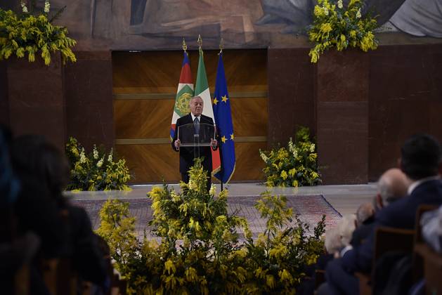 35th year of the Marisa Bellisario Award Rome Italy. 24 February 2023. Gianni Letta, President of the Commission examining the Marisa Bellisario Award, speaks at the ceremony for the 35th year of the establishment of the Maria Bellissario Prize. The award is given annually to women who have distinguished themselves in the profession, in management, in science, in the economy and in Italian and international social life. Rome Italy Copyright: xVincenzoxNuzzolesex vnuzzolese_roma_24_02_2023_16