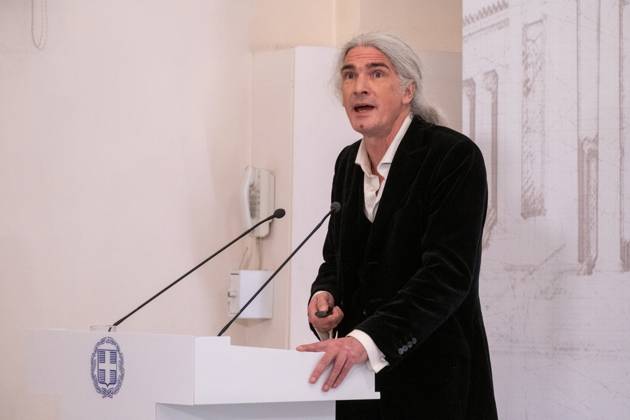 GREECE - ATHENS - PRESENTATION OF THE ARCHITECTURAL PLAN FOR THE EXPANSION AND UPGRADE OF THE NATIONAL ARCHAEOLOGICAL MUSEUM WITH THE PRIME MINISTER KYRIAKOS MITSOTAKIS Greece, Athens on 2023-02-15. Greek Prime Minister Kyriakos Mitsotakis attends and speaks at the presentation of the architectural plan for the expansion and upgrading of the National Archaeological Museum. Photograph by Martin Bertrand. Grece, Athenes le 2023-02-15. Le Premier Ministre Grec Kyriakos Mitsotakis assiste et prend la parole lors de la presentation du plan architectural d agrandissement et de mise a niveau du Musee Archeologique National. Photographie de Martin Bertrand. Athens Greece