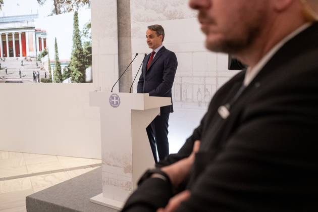 GREECE - ATHENS - PRESENTATION OF THE ARCHITECTURAL PLAN FOR THE EXPANSION AND UPGRADE OF THE NATIONAL ARCHAEOLOGICAL MUSEUM WITH THE PRIME MINISTER KYRIAKOS MITSOTAKIS Greece, Athens on 2023-02-15. Greek Prime Minister Kyriakos Mitsotakis attends and speaks at the presentation of the architectural plan for the expansion and upgrading of the National Archaeological Museum. Photograph by Martin Bertrand. Grece, Athenes le 2023-02-15. Le Premier Ministre Grec Kyriakos Mitsotakis assiste et prend la parole lors de la presentation du plan architectural d agrandissement et de mise a niveau du Musee Archeologique National. Photographie de Martin Bertrand. Athens Greece