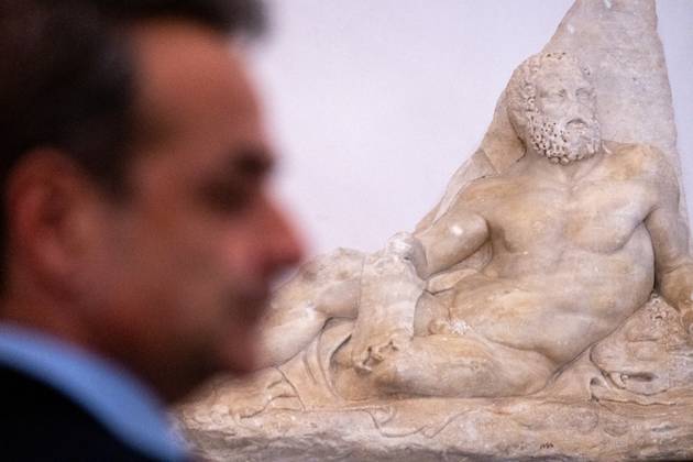 GREECE - ATHENS - PRESENTATION OF THE ARCHITECTURAL PLAN FOR THE EXPANSION AND UPGRADE OF THE NATIONAL ARCHAEOLOGICAL MUSEUM WITH THE PRIME MINISTER KYRIAKOS MITSOTAKIS Greece, Athens on 2023-02-15. Greek Prime Minister Kyriakos Mitsotakis attends and speaks at the presentation of the architectural plan for the expansion and upgrading of the National Archaeological Museum. Photograph by Martin Bertrand. Grece, Athenes le 2023-02-15. Le Premier Ministre Grec Kyriakos Mitsotakis assiste et prend la parole lors de la presentation du plan architectural d agrandissement et de mise a niveau du Musee Archeologique National. Photographie de Martin Bertrand. Athens Greece
