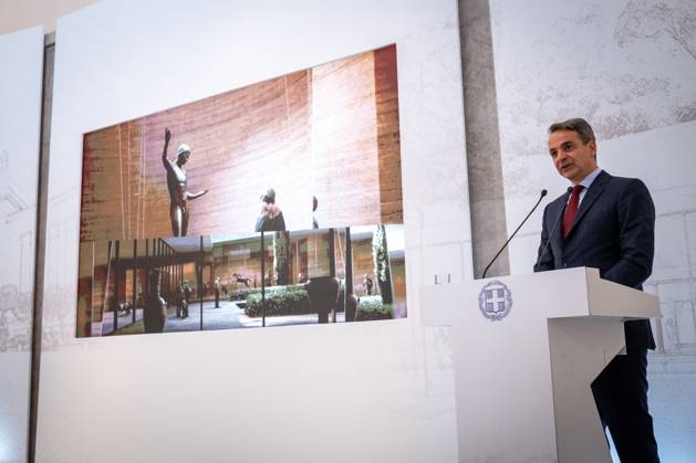 GREECE - ATHENS - PRESENTATION OF THE ARCHITECTURAL PLAN FOR THE EXPANSION AND UPGRADE OF THE NATIONAL ARCHAEOLOGICAL MUSEUM WITH THE PRIME MINISTER KYRIAKOS MITSOTAKIS Greece, Athens on 2023-02-15. Greek Prime Minister Kyriakos Mitsotakis attends and speaks at the presentation of the architectural plan for the expansion and upgrading of the National Archaeological Museum. Photograph by Martin Bertrand. Grece, Athenes le 2023-02-15. Le Premier Ministre Grec Kyriakos Mitsotakis assiste et prend la parole lors de la presentation du plan architectural d agrandissement et de mise a niveau du Musee Archeologique National. Photographie de Martin Bertrand. Athens Greece