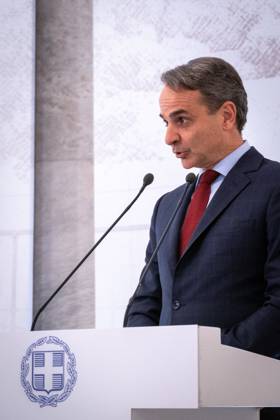 GREECE - ATHENS - PRESENTATION OF THE ARCHITECTURAL PLAN FOR THE EXPANSION AND UPGRADE OF THE NATIONAL ARCHAEOLOGICAL MUSEUM WITH THE PRIME MINISTER KYRIAKOS MITSOTAKIS Greece, Athens on 2023-02-15. Greek Prime Minister Kyriakos Mitsotakis attends and speaks at the presentation of the architectural plan for the expansion and upgrading of the National Archaeological Museum. Photograph by Martin Bertrand. Grece, Athenes le 2023-02-15. Le Premier Ministre Grec Kyriakos Mitsotakis assiste et prend la parole lors de la presentation du plan architectural d agrandissement et de mise a niveau du Musee Archeologique National. Photographie de Martin Bertrand. Athens Greece