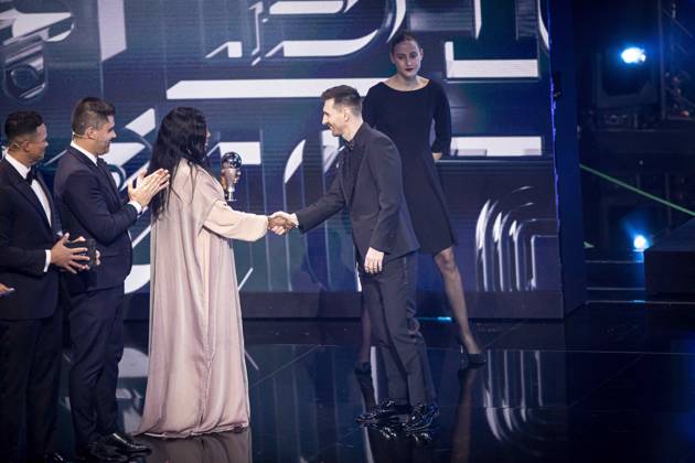 PARIS, FRANCE - FEBRUARY 27: Lionel Messi and kylian mbappà during The Best FIFA Football Awards 2022 on February 27, 2023 in Paris, France NEWS: The Best FIFA Football Awards 2022 on February 27, 2023 in Paris, France ElyxandroCegarra Panoramic