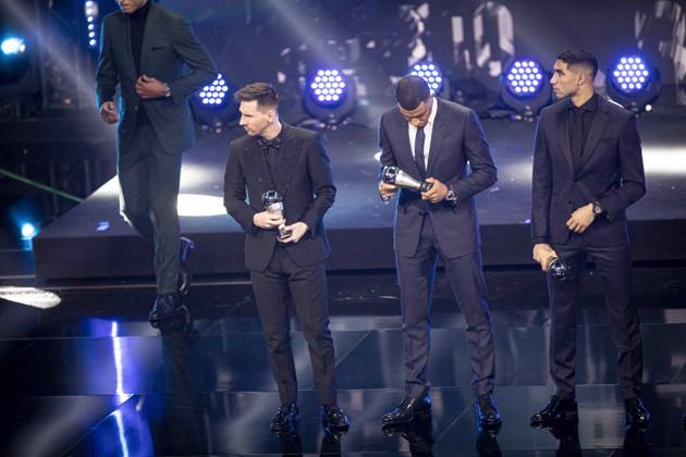 PARIS, FRANCE - FEBRUARY 27: Lionel Messi and kylian mbappà during The Best FIFA Football Awards 2022 on February 27, 2023 in Paris, France NEWS: The Best FIFA Football Awards 2022 on February 27, 2023 in Paris, France ElyxandroCegarra Panoramic