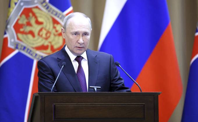 February 28, 2023, Moscow, Moscow Oblast, Russia: Russian President Vladimir Putin delivers remark at the annual meeting of the Federal Security Service Board February 28, 2023 in Moscow, Russia. Moscow Russia - ZUMAp138 20230228_zaa_p138_003 Copyright: xGavriilxGrigorov KremlinxPoolx
