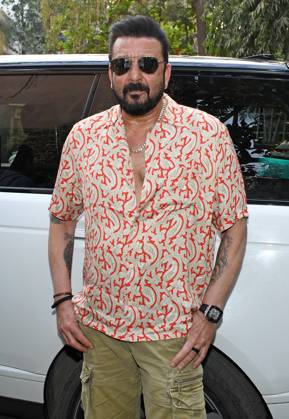 March 4, 2023, Mumbai, Maharashtra, India: Bollywood actor Sanjay Dutt poses for a photo after arriving for the launch of sneakers and streetwear brand store in Mumbai. Mumbai India - ZUMAs197 20230304_zaa_s197_156 Copyright: xAshishxVaishnavx