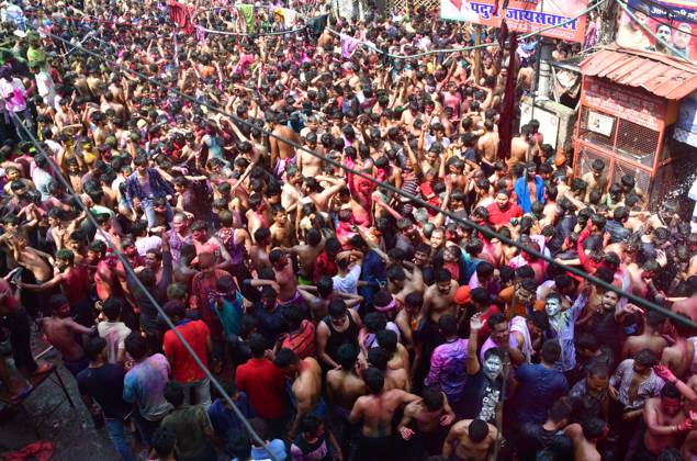 March 8, 2023, Prayagraj, Uttar Pradesh, India: Prayagraj: People dance during Holi festival Celebration in Prayagraj on Wednesday, March 08, 2023. Prayagraj India - ZUMAv115 20230308_zap_v115_015 Copyright: xPrabhatxKumarxVermax