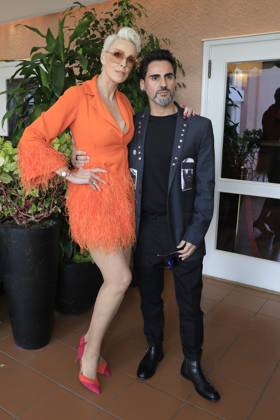 March 8, 2023, Beverly Hills, California, USA: BEVERLY HILLS, CA - MAR 8, 2023: Brigitte Nielsen, Mattia Dessi at the Remus Pre Award Tea Time at The Beverly Hills Hotel. Beverly Hills USA - ZUMAg107 20230308_zep_g107_103 Copyright: xNinaxPrommerx