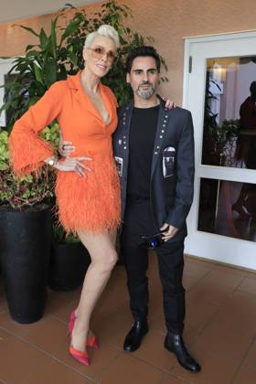 March 8, 2023, Beverly Hills, California, USA: BEVERLY HILLS, CA - MAR 8, 2023: Brigitte Nielsen, Mattia Dessi at the Remus Pre Award Tea Time at The Beverly Hills Hotel. Beverly Hills USA - ZUMAg107 20230308_zep_g107_100 Copyright: xNinaxPrommerx
