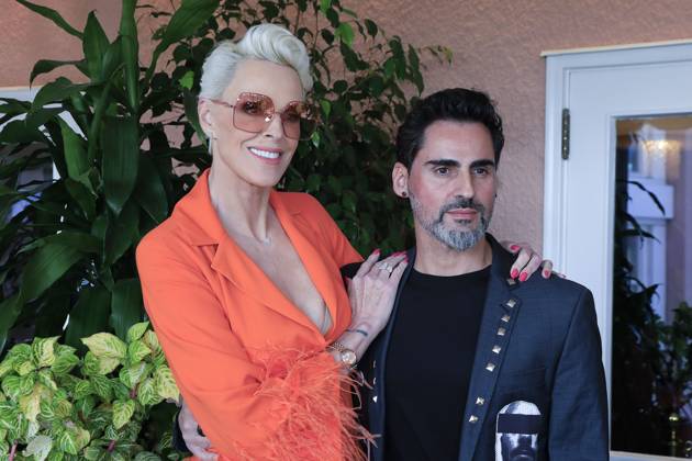 March 8, 2023, Beverly Hills, California, USA: BEVERLY HILLS, CA - MAR 8, 2023: Brigitte Nielsen, Mattia Dessi at the Remus Pre Award Tea Time at The Beverly Hills Hotel. Beverly Hills USA - ZUMAg107 20230308_zep_g107_099 Copyright: xNinaxPrommerx