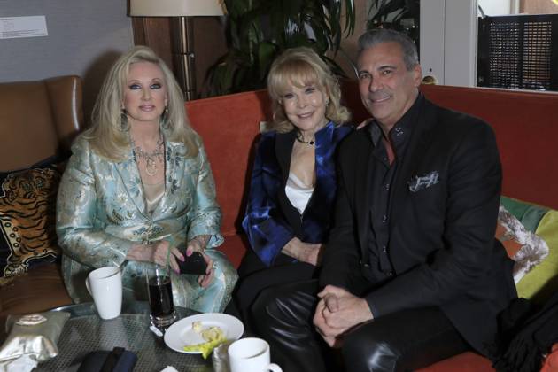 March 8, 2023, Beverly Hills, California, USA: BEVERLY HILLS, CA - MAR 8, 2023: Morgan Fairchild, Barbara Eden, Guest at the Remus Pre Award Tea Time at The Beverly Hills Hotel. Beverly Hills USA - ZUMAg107 20230308_zep_g107_084 Copyright: xNinaxPrommerx