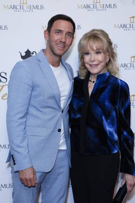 March 8, 2023, Beverly Hills, California, USA: BEVERLY HILLS, CA - MAR 8, 2023: Marcel Remus, Barbara Eden at the Remus Pre Award Tea Time at The Beverly Hills Hotel. Beverly Hills USA - ZUMAg107 20230308_zep_g107_046 Copyright: xNinaxPrommerx