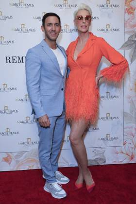 March 8, 2023, Beverly Hills, California, USA: BEVERLY HILLS, CA - MAR 8, 2023: Marcel Remus, Brigitte Nielsen at the Remus Pre Award Tea Time at The Beverly Hills Hotel. Beverly Hills USA - ZUMAg107 20230308_zep_g107_038 Copyright: xNinaxPrommerx