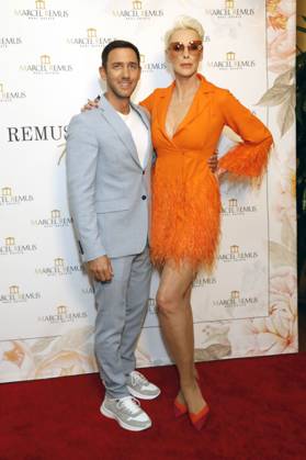 Marcel Remus und Brigitte Nielsen bei der Remus Pre Award Tea Time zugunsten der DKMS im Beverly Hills Hotel. Beverly Hills, 08.03.2023