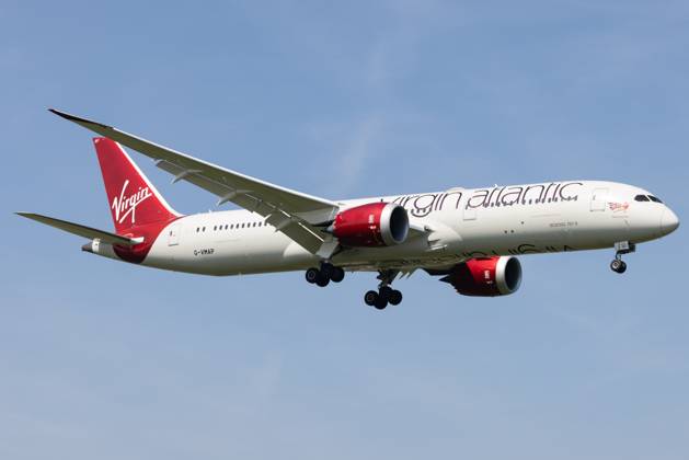 Die Boeing 787-9 Dreamliner (B789) der Fluglinie Virgin Atlantic (VS VIR) mit der Registrierung G-VMAP (MSN: 38047) landet am Flughafen London Heathrow Airport (EGLL LHR). London Greater London Vereinigtes Königreich