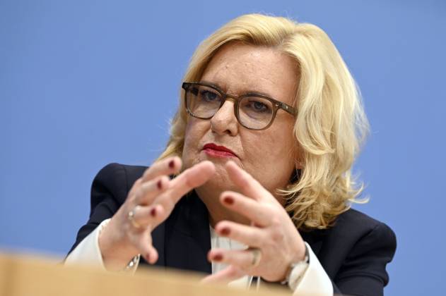 Eva Högl bei der Bundespressekonferenz zur Vorstellung des Jahresberichtes 2022 im Haus der Bundespressekonferenz. Berlin, 14.03.2023