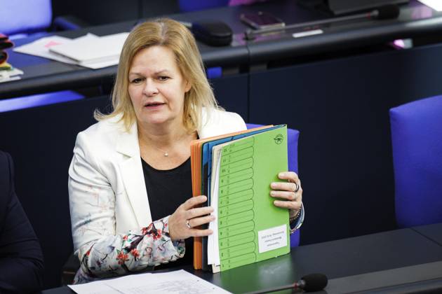 Nancy Faeser, Bundesministerin fuer Inneres und Heimat, (SPD) aufgenommen im Rahmen der 91. Sitzung im Deutschen Bundestag in Berlin, 16.03.2023. Berlin Deutschland