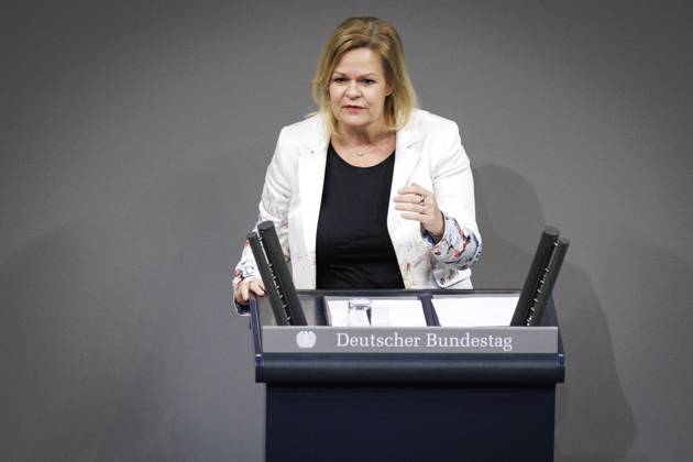 Nancy Faeser, Bundesministerin fuer Inneres und Heimat, SPD, haelt eine Rede im Rahmen der 91. Sitzung im Deutschen Bundestag in Berlin, 16.03.2023. Berlin Deutschland