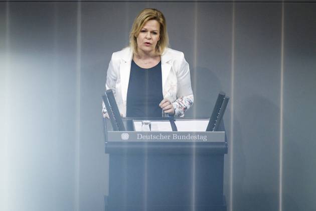 Nancy Faeser, Bundesministerin fuer Inneres und Heimat, SPD, haelt eine Rede im Rahmen der 91. Sitzung im Deutschen Bundestag in Berlin, 16.03.2023. Berlin Deutschland
