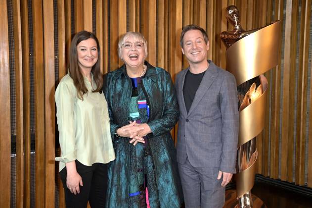 Alexandra Maria Lara, Claudia Roth und Florian Gallenberger bei der Bekanntgabe der Nominierungen für den Deutschen Filmpreis 2023 im Kino International. Berlin, 24.03.2023