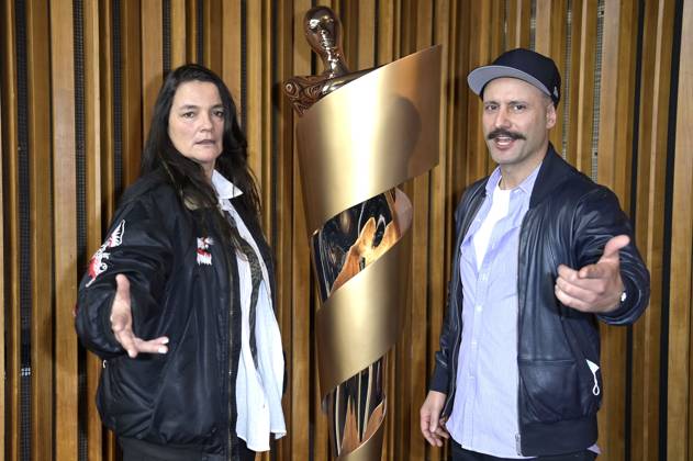 Katja von Garnier und Vartan Bassil bei der Bekanntgabe der Nominierungen für den Deutschen Filmpreis 2023 im Kino International. Berlin, 24.03.2023
