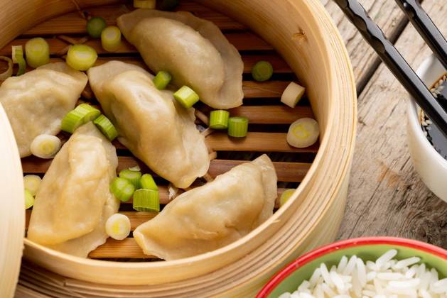 IMAGO Creative, Food, Dumplings Close up of asian dumplings, soy sauce, rice and chopsticks in wooden dish and wooden background Close up of asian dumplings, soy sauce, rice and chopsticks in wooden dish and wooden background. Asian tasty home cooked food and healthy eating., model released, , property released, Cape Town, South Africa, 14.07.2022, 3766925.jpg, close,asian,dumpling,soy sauce,rice,chopstick,wooden background,dish,tasty,home,cooked,food,healthy eating,delicious,meal,cuisine,dinner,lunch,gourmet,plate,cooking,fresh,snack,diet,nutrition,meat,healthy,vegetable,eat,sweet,sauce,restaurant,ingredient,soy,wooden,background,eating