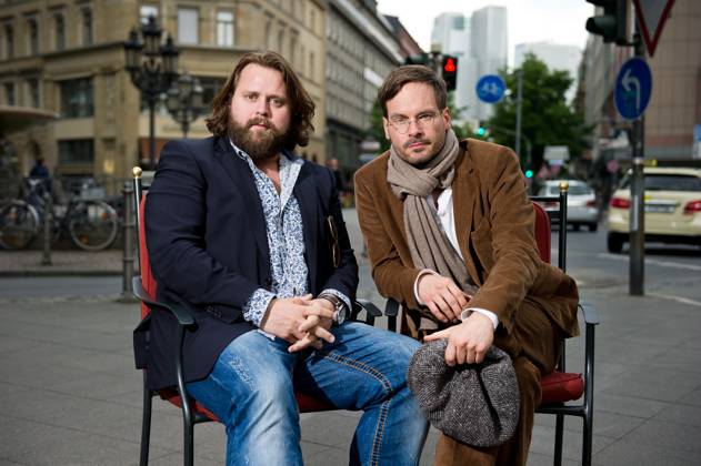 Schauspieler -Ein Fall für zwei- 29.04.2014 Frankfurt ZDF Krimi-Serie Ein Fall für zwei - Vorstellung der neuen Darsteller. l-r Schauspieler Antoine Monot Jr (38) als Anwalt Benni Hornberg und Schauspieler Wanja Mues (40) als Detektiv Leo Oswald. Frankfurt Frankfurt Hessen Germany