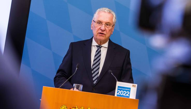 April 24, 2023, Munich, Bavaria, Germany: JOACHIM HERRMANN, Interior Minister of the State of Bavaria. The Bavarian Verfassungsschutz (Secret Service, Office for the Protection of the Constitution) released the 2022 report detailing threats to the state of Bavaria and the country. Over the past years, conspiracy theorists, new age and wellness extremists, right-extremists, Reichsbuerger (sovereign citizens), and various enemies of democracy have taken a leading role against the German state and society, with such cases as Terror Gruppe S. and the alleged Reichsbuerger terrorist plot to topple the state underscoring that the threats are not giving up. Other threats to the state include those that may be directed by Russian intelligence as - ZUMAb160 20230424_zbp_b160_005 Copyright: xSachellexBabbarx