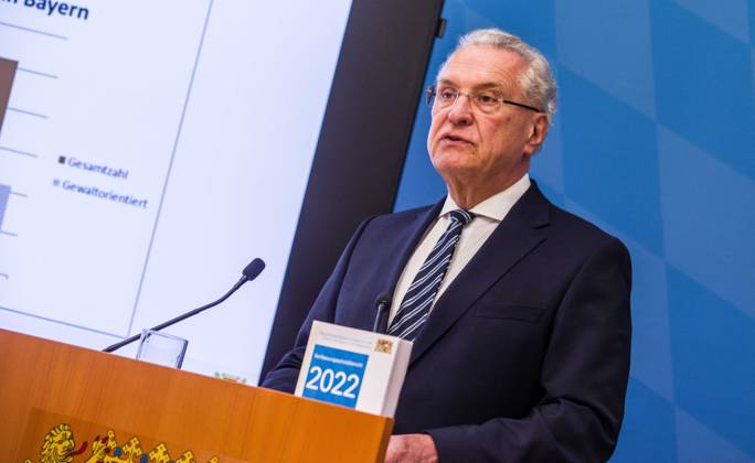April 24, 2023, Munich, Bavaria, Germany: JOACHIM HERRMANN, Interior Minister of the State of Bavaria. The Bavarian Verfassungsschutz (Secret Service, Office for the Protection of the Constitution) released the 2022 report detailing threats to the state of Bavaria and the country. Over the past years, conspiracy theorists, new age and wellness extremists, right-extremists, Reichsbuerger (sovereign citizens), and various enemies of democracy have taken a leading role against the German state and society, with such cases as Terror Gruppe S. and the alleged Reichsbuerger terrorist plot to topple the state underscoring that the threats are not giving up. Other threats to the state include those that may be directed by Russian intelligence as - ZUMAb160 20230424_zbp_b160_008 Copyright: xSachellexBabbarx