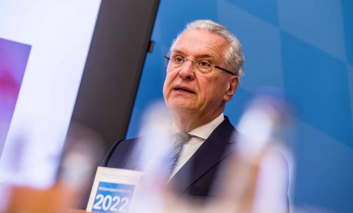 April 24, 2023, Munich, Bavaria, Germany: JOACHIM HERRMANN, Interior Minister of the State of Bavaria. The Bavarian Verfassungsschutz (Secret Service, Office for the Protection of the Constitution) released the 2022 report detailing threats to the state of Bavaria and the country. Over the past years, conspiracy theorists, new age and wellness extremists, right-extremists, Reichsbuerger (sovereign citizens), and various enemies of democracy have taken a leading role against the German state and society, with such cases as Terror Gruppe S. and the alleged Reichsbuerger terrorist plot to topple the state underscoring that the threats are not giving up. Other threats to the state include those that may be directed by Russian intelligence as - ZUMAb160 20230424_zbp_b160_010 Copyright: xSachellexBabbarx
