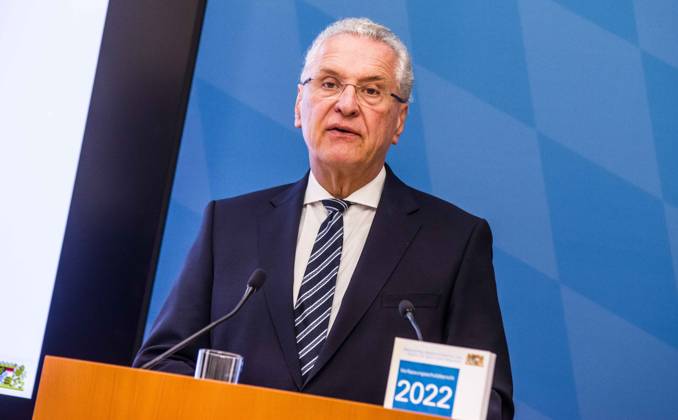 April 24, 2023, Munich, Bavaria, Germany: JOACHIM HERRMANN, Interior Minister of the State of Bavaria. The Bavarian Verfassungsschutz (Secret Service, Office for the Protection of the Constitution) released the 2022 report detailing threats to the state of Bavaria and the country. Over the past years, conspiracy theorists, new age and wellness extremists, right-extremists, Reichsbuerger (sovereign citizens), and various enemies of democracy have taken a leading role against the German state and society, with such cases as Terror Gruppe S. and the alleged Reichsbuerger terrorist plot to topple the state underscoring that the threats are not giving up. Other threats to the state include those that may be directed by Russian intelligence as - ZUMAb160 20230424_zbp_b160_023 Copyright: xSachellexBabbarx