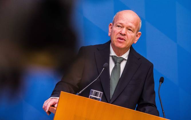 April 24, 2023, Munich, Bavaria, Germany: BURKHARD KOERNER (Burkhard Ko¶rner) Praesident of the Bavarian Verfassungsschutz. The Bavarian Verfassungsschutz (Secret Service, Office for the Protection of the Constitution) released the 2022 report detailing threats to the state of Bavaria and the country. Over the past years, conspiracy theorists, new age and wellness extremists, right-extremists, Reichsbuerger (sovereign citizens), and various enemies of democracy have taken a leading role against the German state and society, with such cases as Terror Gruppe S. and the alleged Reichsbuerger terrorist plot to topple the state underscoring that the threats are not giving up. Other threats to the state include those that may be directed by R - ZUMAb160 20230424_zbp_b160_039 Copyright: xSachellexBabbarx