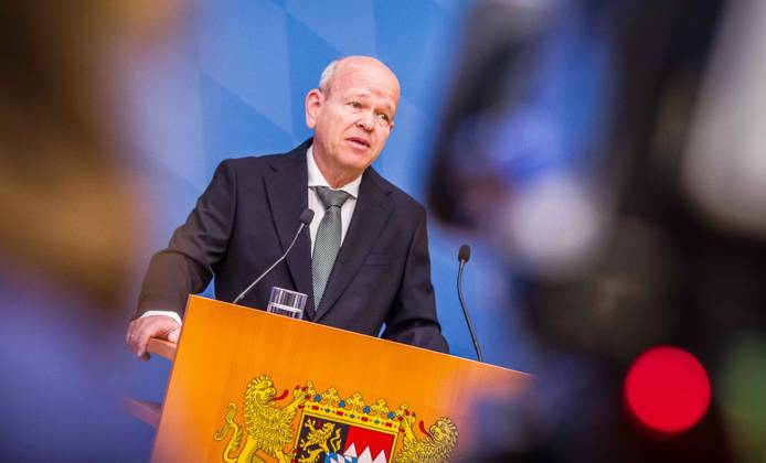 April 24, 2023, Munich, Bavaria, Germany: BURKHARD KOERNER (Burkhard Ko¶rner) Praesident of the Bavarian Verfassungsschutz. The Bavarian Verfassungsschutz (Secret Service, Office for the Protection of the Constitution) released the 2022 report detailing threats to the state of Bavaria and the country. Over the past years, conspiracy theorists, new age and wellness extremists, right-extremists, Reichsbuerger (sovereign citizens), and various enemies of democracy have taken a leading role against the German state and society, with such cases as Terror Gruppe S. and the alleged Reichsbuerger terrorist plot to topple the state underscoring that the threats are not giving up. Other threats to the state include those that may be directed by R - ZUMAb160 20230424_zbp_b160_041 Copyright: xSachellexBabbarx