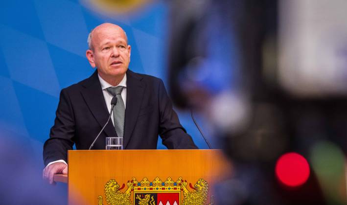 April 24, 2023, Munich, Bavaria, Germany: BURKHARD KOERNER (Burkhard Ko¶rner) Praesident of the Bavarian Verfassungsschutz. The Bavarian Verfassungsschutz (Secret Service, Office for the Protection of the Constitution) released the 2022 report detailing threats to the state of Bavaria and the country. Over the past years, conspiracy theorists, new age and wellness extremists, right-extremists, Reichsbuerger (sovereign citizens), and various enemies of democracy have taken a leading role against the German state and society, with such cases as Terror Gruppe S. and the alleged Reichsbuerger terrorist plot to topple the state underscoring that the threats are not giving up. Other threats to the state include those that may be directed by R - ZUMAb160 20230424_zbp_b160_042 Copyright: xSachellexBabbarx