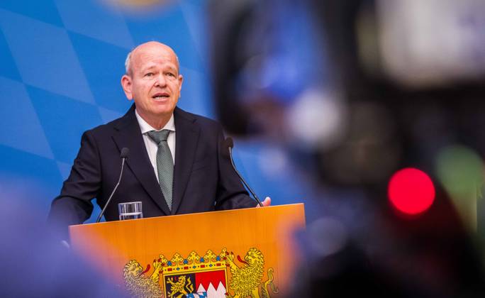 April 24, 2023, Munich, Bavaria, Germany: BURKHARD KOERNER (Burkhard Ko¶rner) Praesident of the Bavarian Verfassungsschutz. The Bavarian Verfassungsschutz (Secret Service, Office for the Protection of the Constitution) released the 2022 report detailing threats to the state of Bavaria and the country. Over the past years, conspiracy theorists, new age and wellness extremists, right-extremists, Reichsbuerger (sovereign citizens), and various enemies of democracy have taken a leading role against the German state and society, with such cases as Terror Gruppe S. and the alleged Reichsbuerger terrorist plot to topple the state underscoring that the threats are not giving up. Other threats to the state include those that may be directed by R - ZUMAb160 20230424_zbp_b160_043 Copyright: xSachellexBabbarx